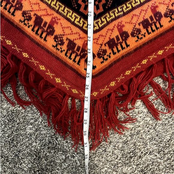 ALPASUR Cusco Peru Alpaca  Poncho Cape Natural Fibers Boho Hippie Maximalist OS - Picture 12 of 13